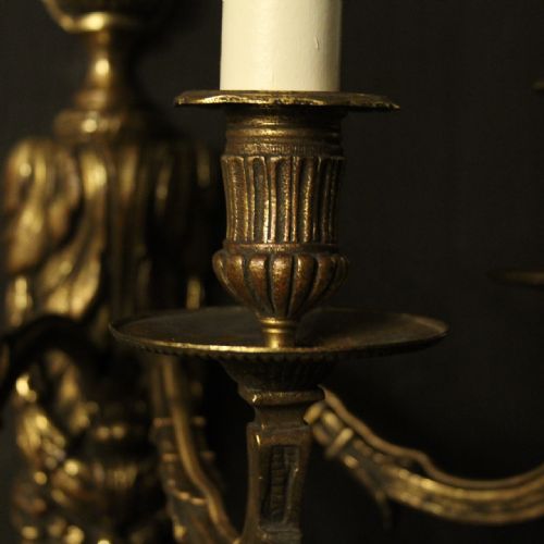 FRENCH 19TH C PAIR OF GILDED BRONZE ANTIQUE WALL SCONCES - ADDITIONAL PHOTO 7