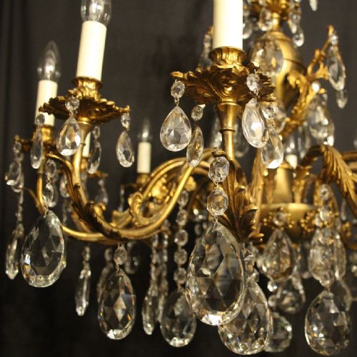 ITALIAN GILDED CRYSTAL 12 LIGHT ANTIQUE CHANDELIER - ADDITIONAL PHOTO 1