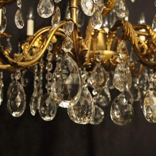 ITALIAN GILDED CRYSTAL 12 LIGHT ANTIQUE CHANDELIER - ADDITIONAL PHOTO 2