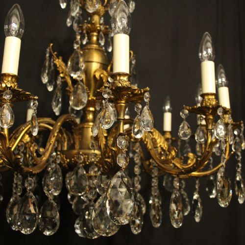 ITALIAN GILDED CRYSTAL 12 LIGHT ANTIQUE CHANDELIER - ADDITIONAL PHOTO 3