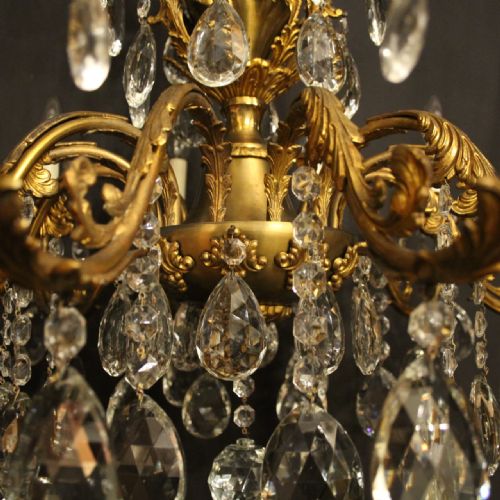ITALIAN GILDED CRYSTAL 12 LIGHT ANTIQUE CHANDELIER - ADDITIONAL PHOTO 4