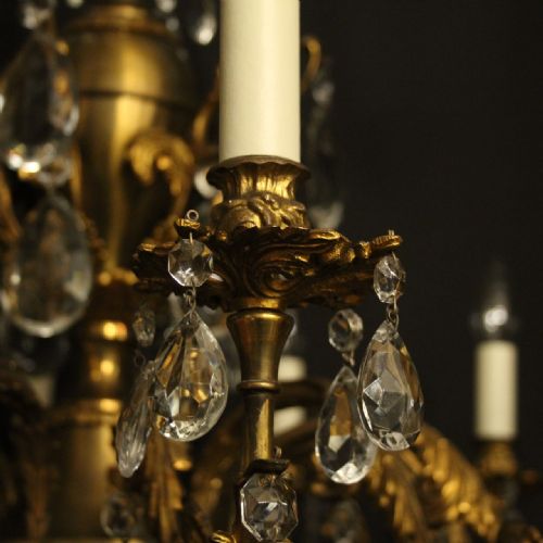 ITALIAN GILDED CRYSTAL 12 LIGHT ANTIQUE CHANDELIER - ADDITIONAL PHOTO 5