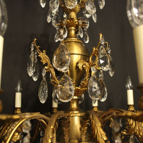 ITALIAN GILDED CRYSTAL 12 LIGHT ANTIQUE CHANDELIER - ADDITIONAL PHOTO 6