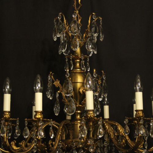 ITALIAN GILDED CRYSTAL 12 LIGHT ANTIQUE CHANDELIER - ADDITIONAL PHOTO 7