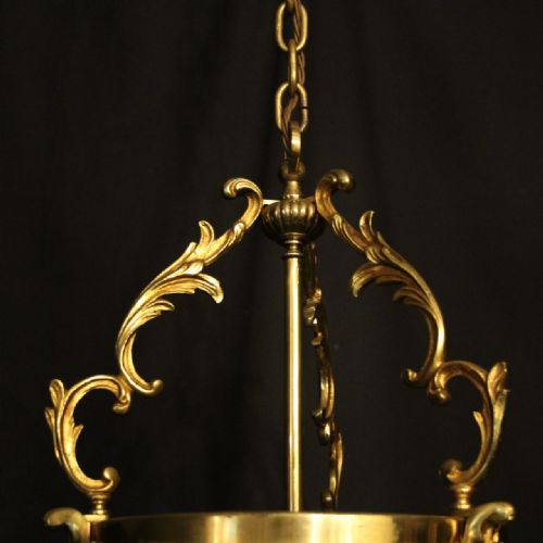 FRENCH GILDED BRONZE CONVEX ANTIQUE HALL LANTERN - ADDITIONAL PHOTO 3