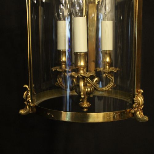FRENCH GILDED BRONZE CONVEX ANTIQUE HALL LANTERN - ADDITIONAL PHOTO 6