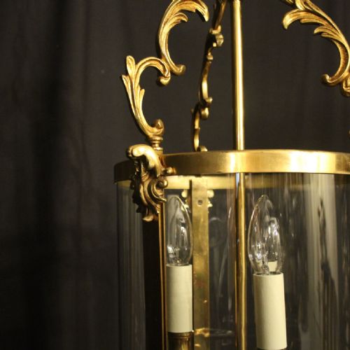 FRENCH GILDED BRONZE CONVEX ANTIQUE HALL LANTERN - ADDITIONAL PHOTO 7