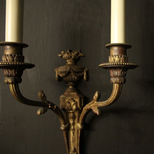 FRENCH 19TH C PAIR OF BRONZE ANTIQUE WALL SCONCES - ADDITIONAL PHOTO 5