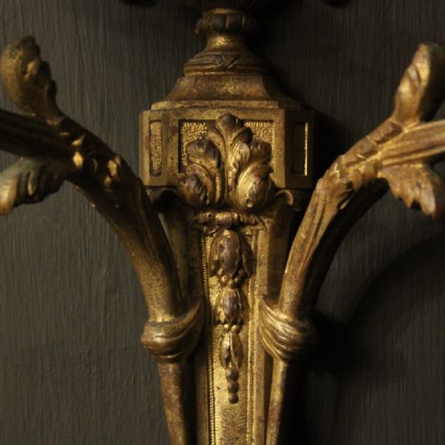 FRENCH 19TH C PAIR OF BRONZE ANTIQUE WALL SCONCES - ADDITIONAL PHOTO 8