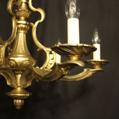 FRENCH GILDED BRONZE 6 LIGHT ANTIQUE CHANDELIER - ADDITIONAL PHOTO 1