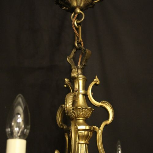 FRENCH GILDED BRONZE 6 LIGHT ANTIQUE CHANDELIER - ADDITIONAL PHOTO 4