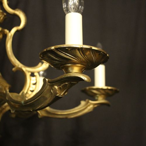FRENCH GILDED BRONZE 6 LIGHT ANTIQUE CHANDELIER - ADDITIONAL PHOTO 6