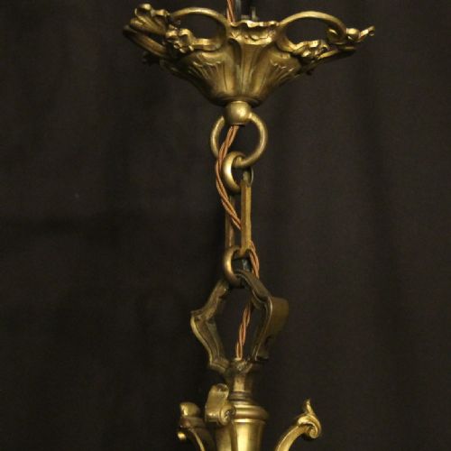 FRENCH GILDED BRONZE 6 LIGHT ANTIQUE CHANDELIER - ADDITIONAL PHOTO 9