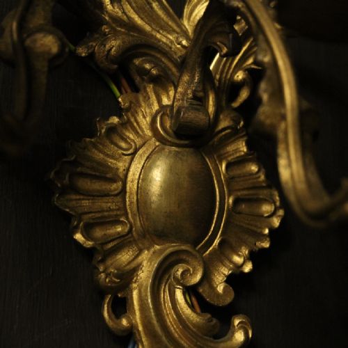 FRENCH PAIR OF TRIPLE ARM ANTIQUE WALL SCONCES - ADDITIONAL PHOTO 4