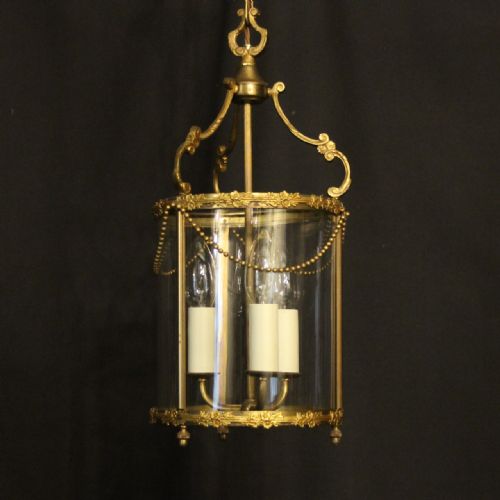french gilded triple light antique lantern - CATEGORY: ANTIQUE LIGHTING - DATED 1920