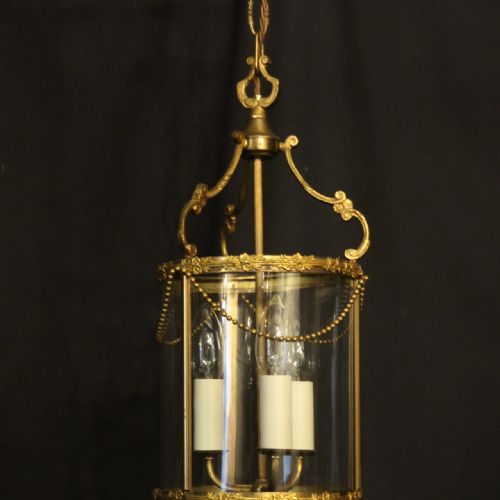 FRENCH GILDED TRIPLE LIGHT ANTIQUE LANTERN - ADDITIONAL PHOTO 1