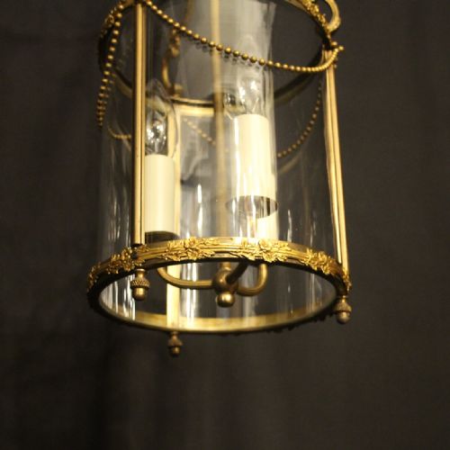FRENCH GILDED TRIPLE LIGHT ANTIQUE LANTERN - ADDITIONAL PHOTO 2