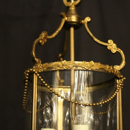 FRENCH GILDED TRIPLE LIGHT ANTIQUE LANTERN - ADDITIONAL PHOTO 3