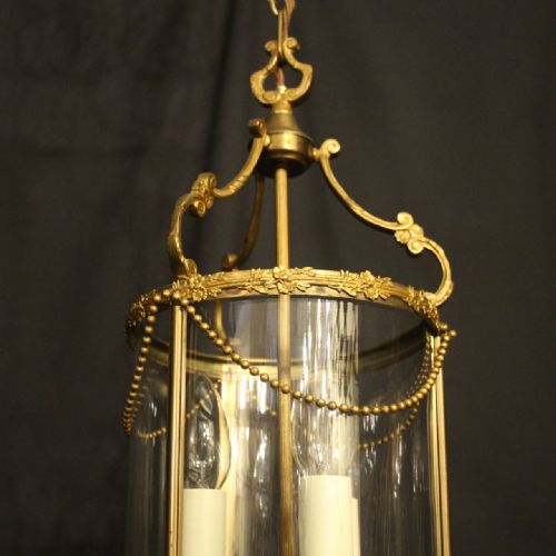 FRENCH GILDED TRIPLE LIGHT ANTIQUE LANTERN - ADDITIONAL PHOTO 4
