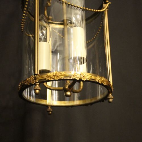 FRENCH GILDED TRIPLE LIGHT ANTIQUE LANTERN - ADDITIONAL PHOTO 5