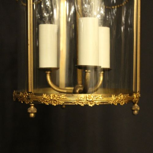 FRENCH GILDED TRIPLE LIGHT ANTIQUE LANTERN - ADDITIONAL PHOTO 7