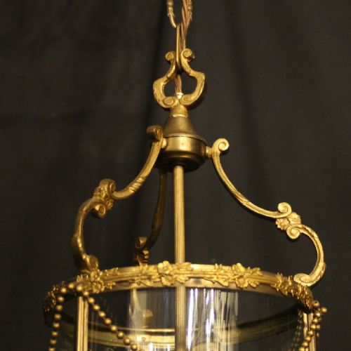 FRENCH GILDED TRIPLE LIGHT ANTIQUE LANTERN - ADDITIONAL PHOTO 8
