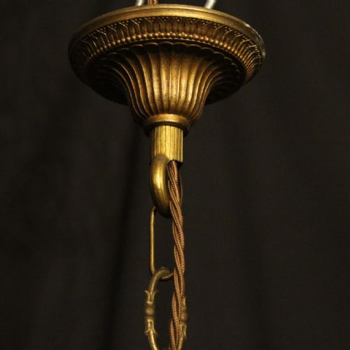 FRENCH GILDED TRIPLE LIGHT ANTIQUE LANTERN - ADDITIONAL PHOTO 9