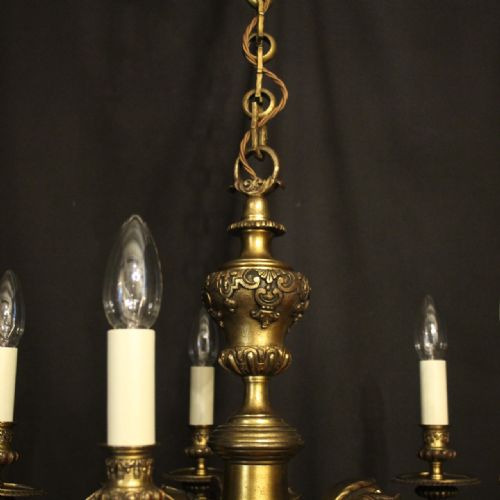 FRENCH 19TH CENTURY GILDED BRONZE 6 LIGHT ANTIQUE CHANDELIER - ADDITIONAL PHOTO 6