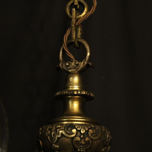 FRENCH 19TH CENTURY GILDED BRONZE 6 LIGHT ANTIQUE CHANDELIER - ADDITIONAL PHOTO 8
