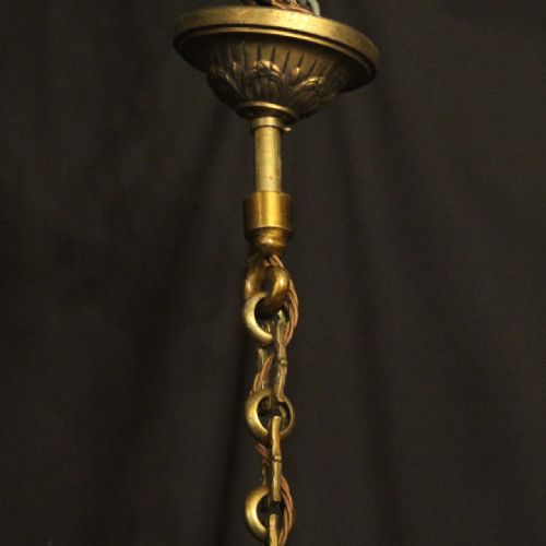 FRENCH 19TH CENTURY GILDED BRONZE 6 LIGHT ANTIQUE CHANDELIER - ADDITIONAL PHOTO 9