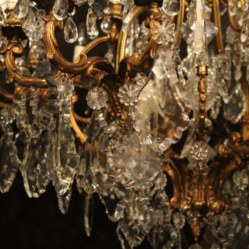 FRENCH 19TH CENTURY GILDED BRONZE 24 LIGHT ANTIQUE CHANDELIER - ADDITIONAL PHOTO 2