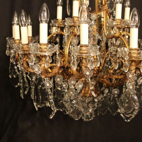FRENCH 19TH CENTURY GILDED BRONZE 24 LIGHT ANTIQUE CHANDELIER - ADDITIONAL PHOTO 7