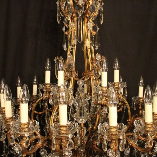 FRENCH 19TH CENTURY GILDED BRONZE 24 LIGHT ANTIQUE CHANDELIER - ADDITIONAL PHOTO 10