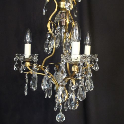 FRENCH GILDED BIRDCAGE 4 LIGHT ANTIQUE CHANDELIER - ADDITIONAL PHOTO 2
