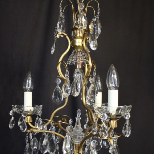FRENCH GILDED BIRDCAGE 4 LIGHT ANTIQUE CHANDELIER - ADDITIONAL PHOTO 3