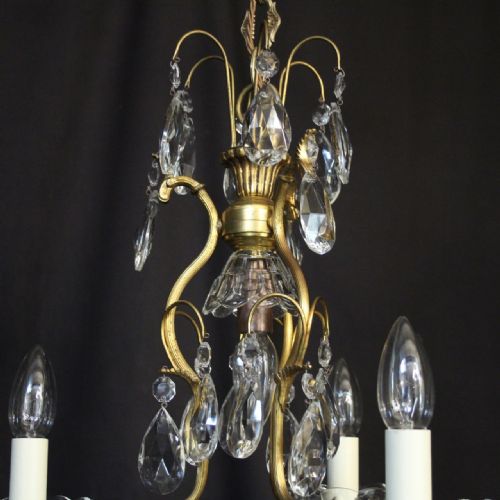 FRENCH GILDED BIRDCAGE 4 LIGHT ANTIQUE CHANDELIER - ADDITIONAL PHOTO 4