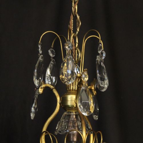 FRENCH GILDED BIRDCAGE 4 LIGHT ANTIQUE CHANDELIER - ADDITIONAL PHOTO 5