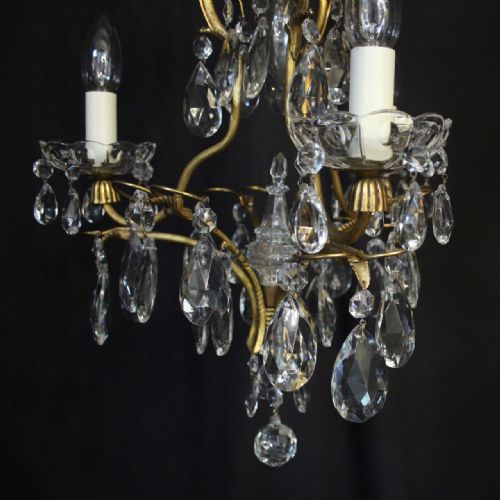FRENCH GILDED BIRDCAGE 4 LIGHT ANTIQUE CHANDELIER - ADDITIONAL PHOTO 7