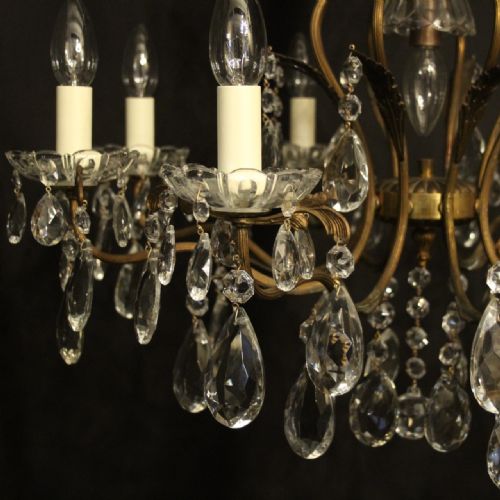 FRENCH GILDED CRYSTAL 9 LIGHT ANTIQUE CHANDELIER - ADDITIONAL PHOTO 1