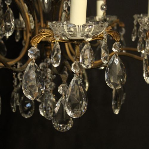 FRENCH GILDED CRYSTAL 9 LIGHT ANTIQUE CHANDELIER - ADDITIONAL PHOTO 2