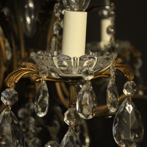 FRENCH GILDED CRYSTAL 9 LIGHT ANTIQUE CHANDELIER - ADDITIONAL PHOTO 3