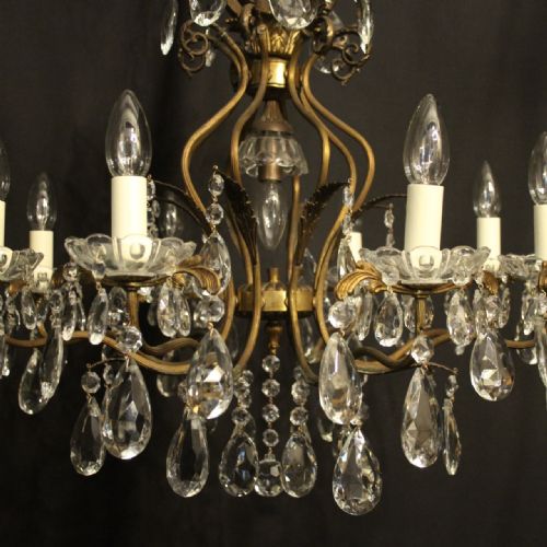 FRENCH GILDED CRYSTAL 9 LIGHT ANTIQUE CHANDELIER - ADDITIONAL PHOTO 4