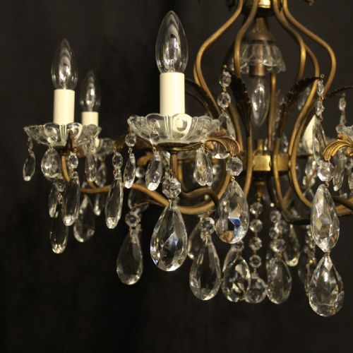 FRENCH GILDED CRYSTAL 9 LIGHT ANTIQUE CHANDELIER - ADDITIONAL PHOTO 5