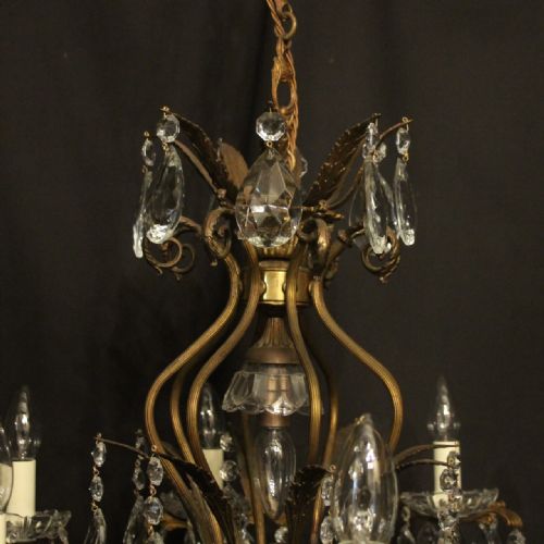 FRENCH GILDED CRYSTAL 9 LIGHT ANTIQUE CHANDELIER - ADDITIONAL PHOTO 6
