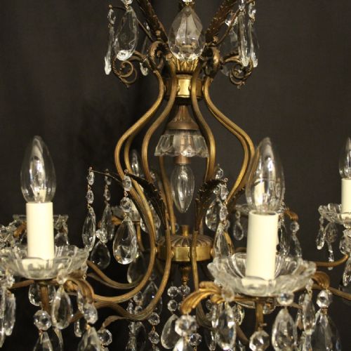 FRENCH GILDED CRYSTAL 9 LIGHT ANTIQUE CHANDELIER - ADDITIONAL PHOTO 7