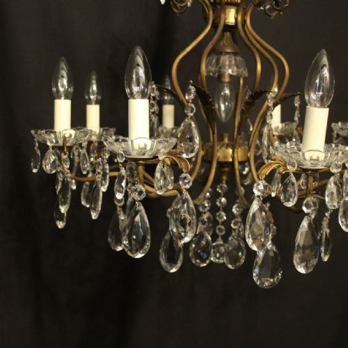 FRENCH GILDED CRYSTAL 9 LIGHT ANTIQUE CHANDELIER - ADDITIONAL PHOTO 8