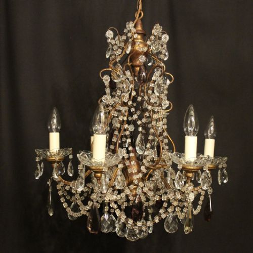 italian gilded florentine six light antique chandelier - CATEGORY: ANTIQUE LIGHTING - DATED 1920