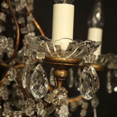 ITALIAN GILDED FLORENTINE SIX LIGHT ANTIQUE CHANDELIER - ADDITIONAL PHOTO 2