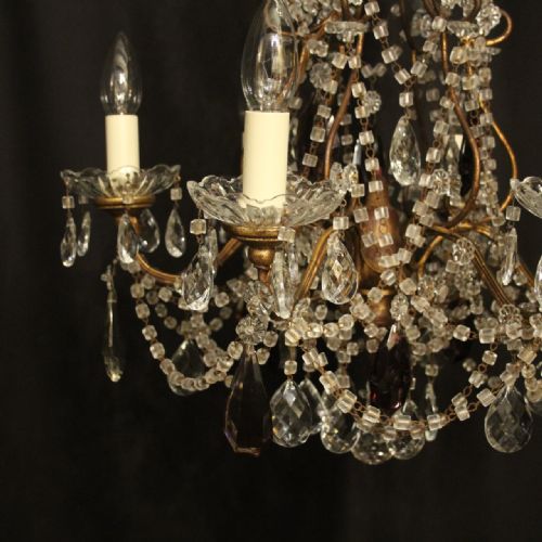 ITALIAN GILDED FLORENTINE SIX LIGHT ANTIQUE CHANDELIER - ADDITIONAL PHOTO 3