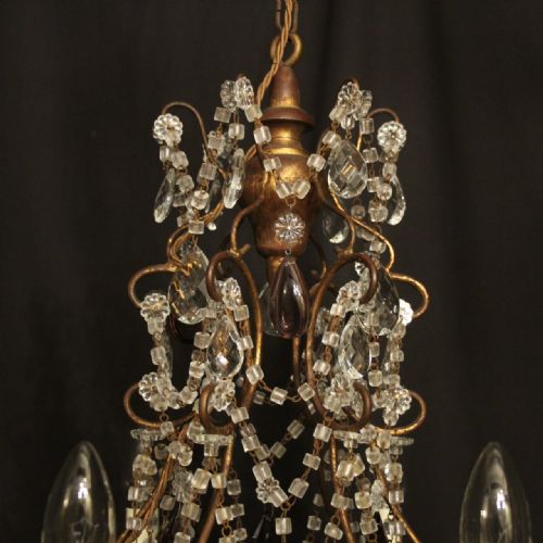 ITALIAN GILDED FLORENTINE SIX LIGHT ANTIQUE CHANDELIER - ADDITIONAL PHOTO 6
